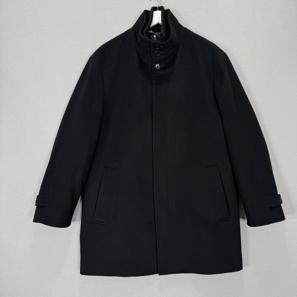 Cardinal of Canada Mont-Royal Car Coat Mens 40/M Black 100% Wool Overcoat Jacket
